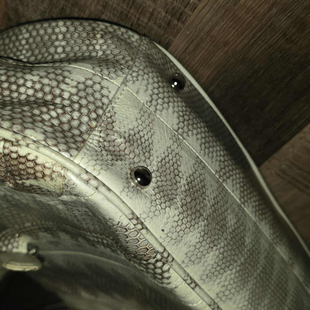 13"X9" Cream And Gray Snakeskin Shoulder Bag - image 3